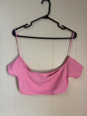 Zara Pink Off-Shoulder Crop Top